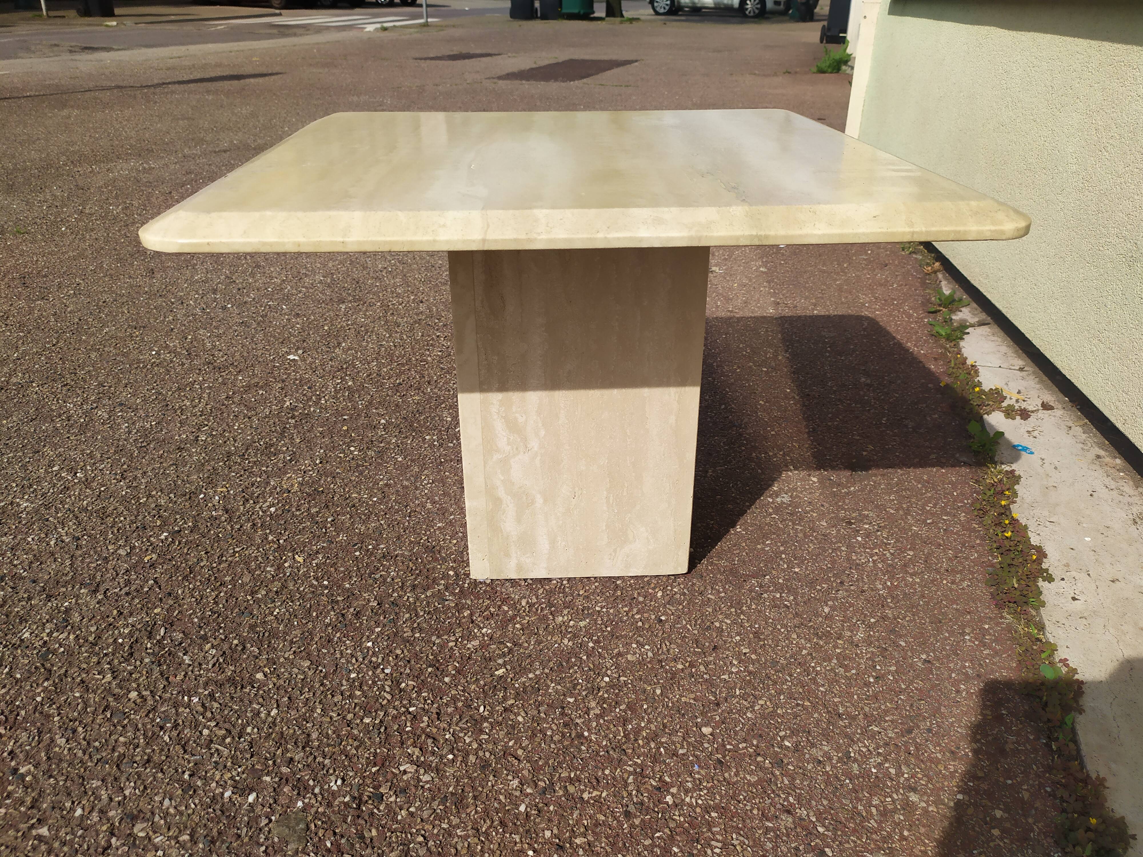 Square travertine coffee table