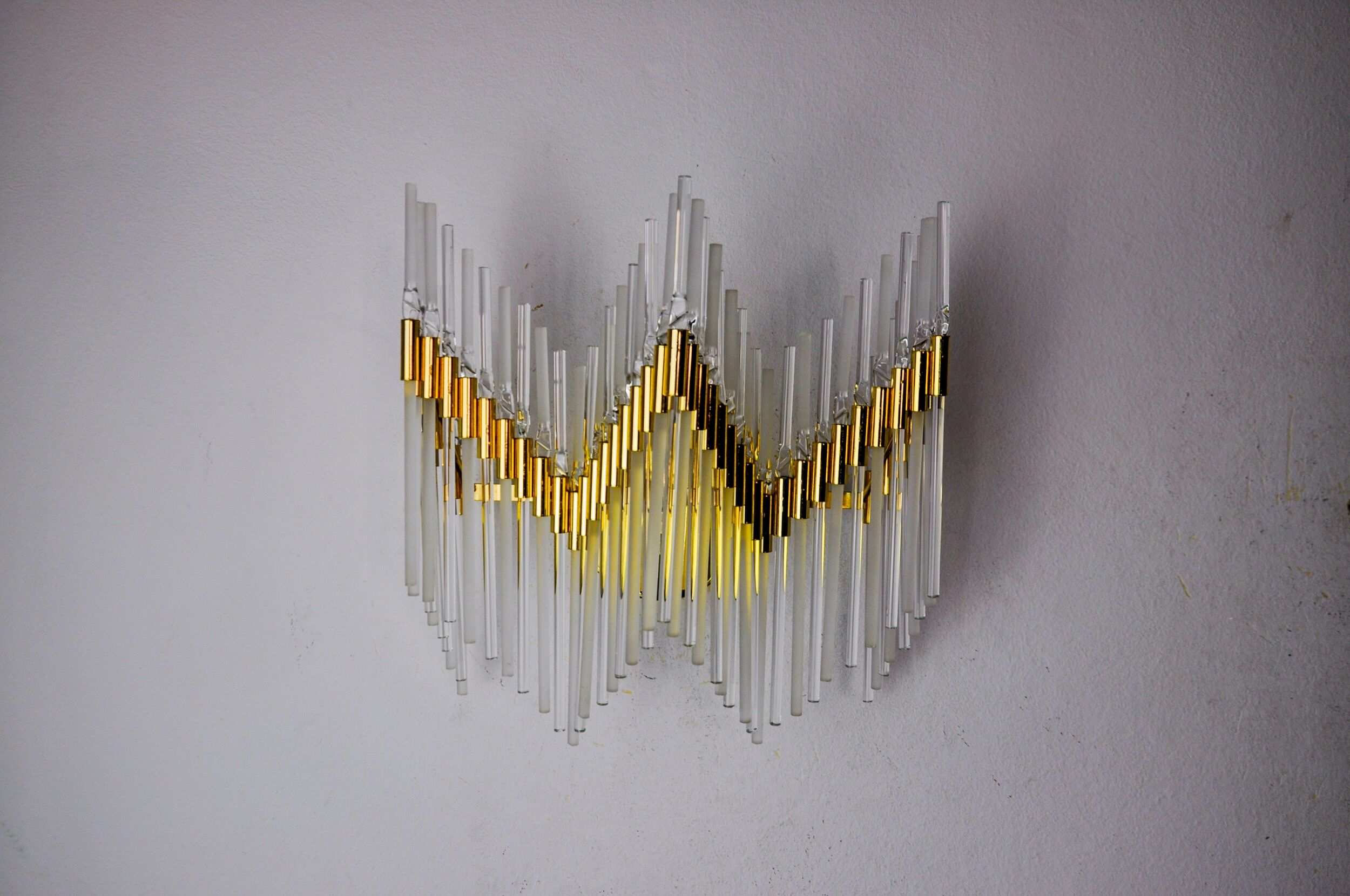 Venini wall lamp, tubular crystals, Italy, 1970