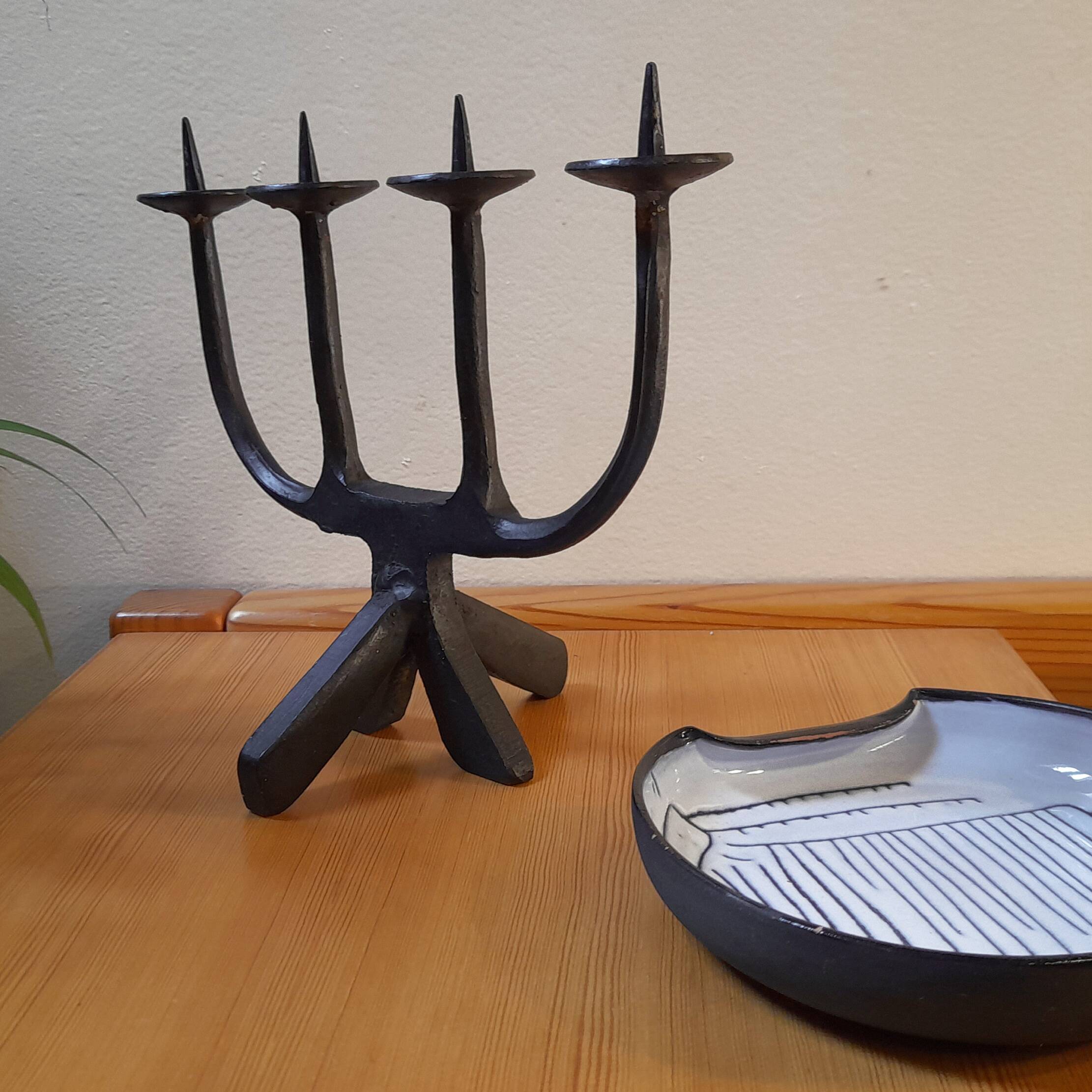 Brutalist wrought iron candlestick, 1960s
