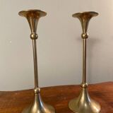 Pair of gilded brass candlesticks