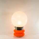 Lampe base en verre orange années 70