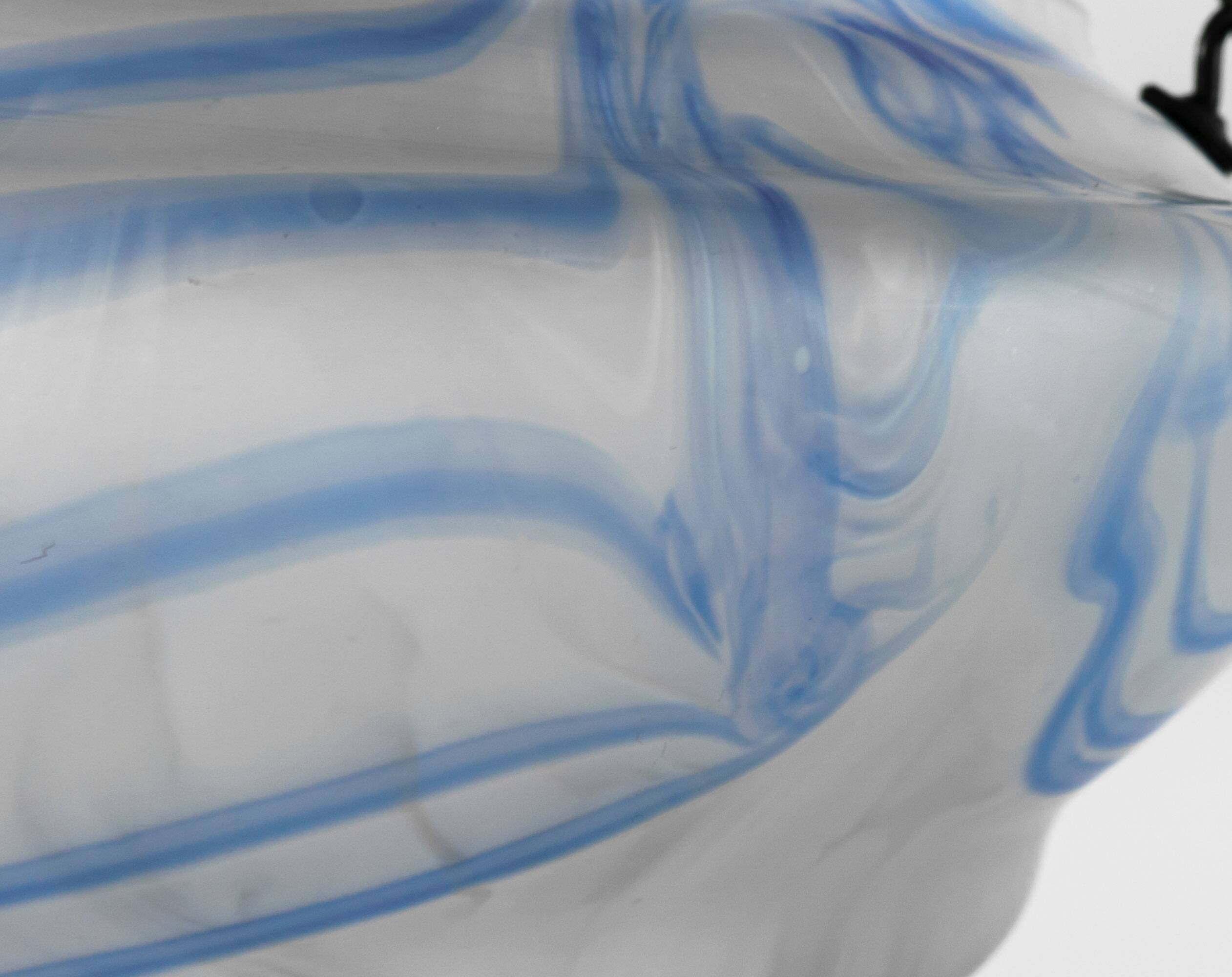 Vintage 1930s Blue & White Streaky Flycatcher / Plafonnier Glass Lamp Shade