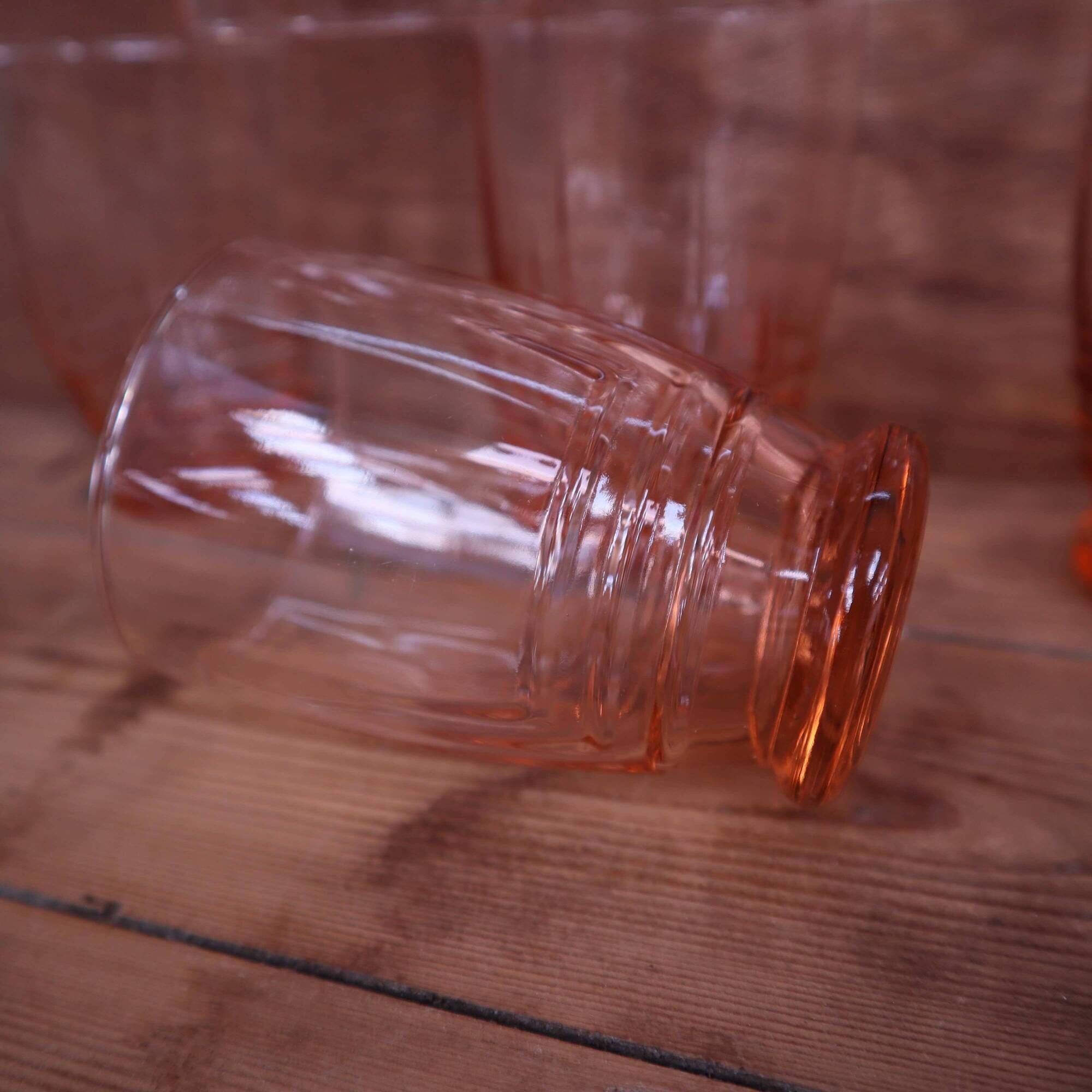 Lot 6 anciens verres à eau vieux rose années 1950