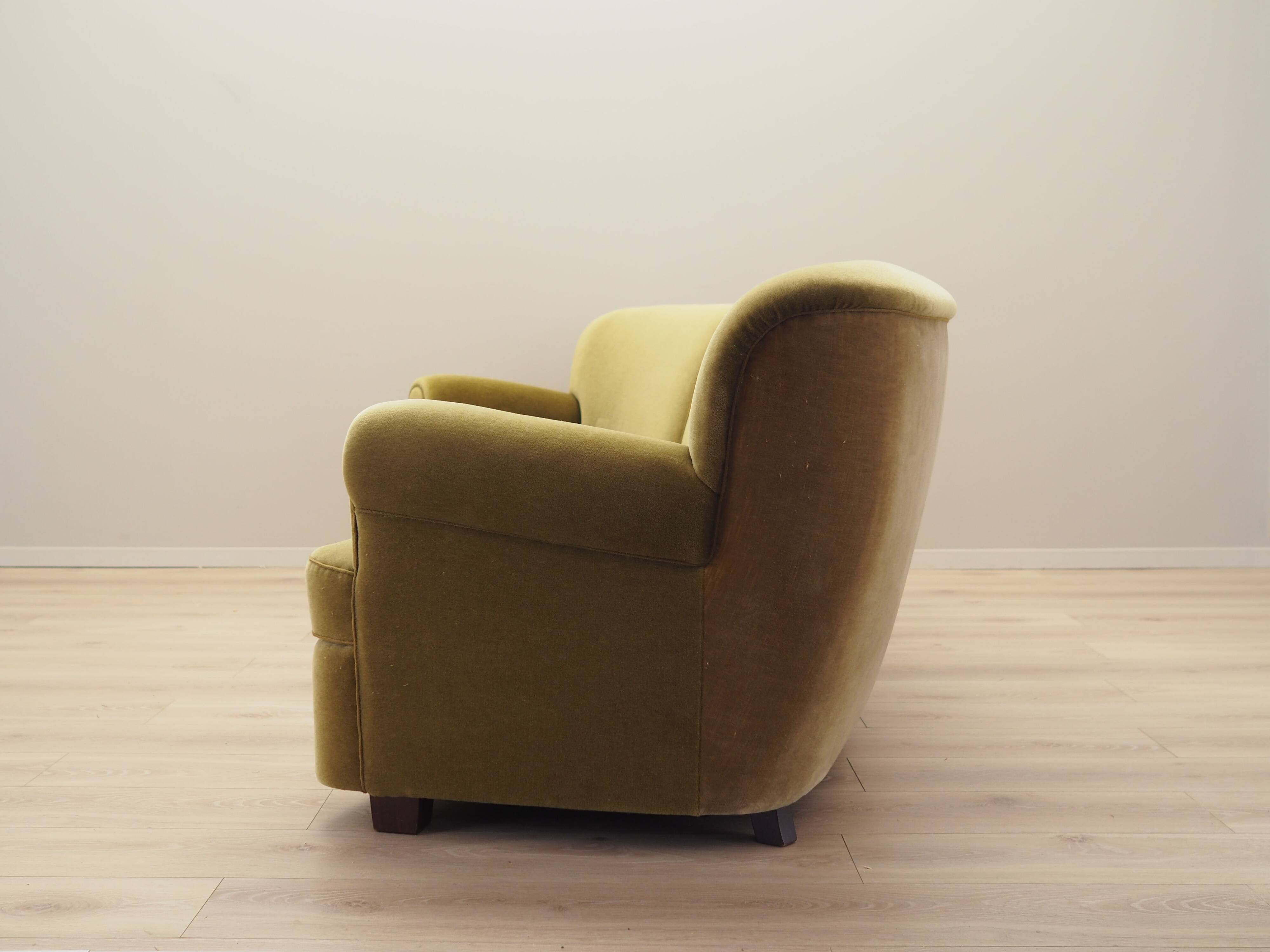 Green velour sofa, Danish design, 1960s, production: Denmark