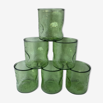 6 verres vintage vert