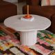 Organic shape travertine coffee table