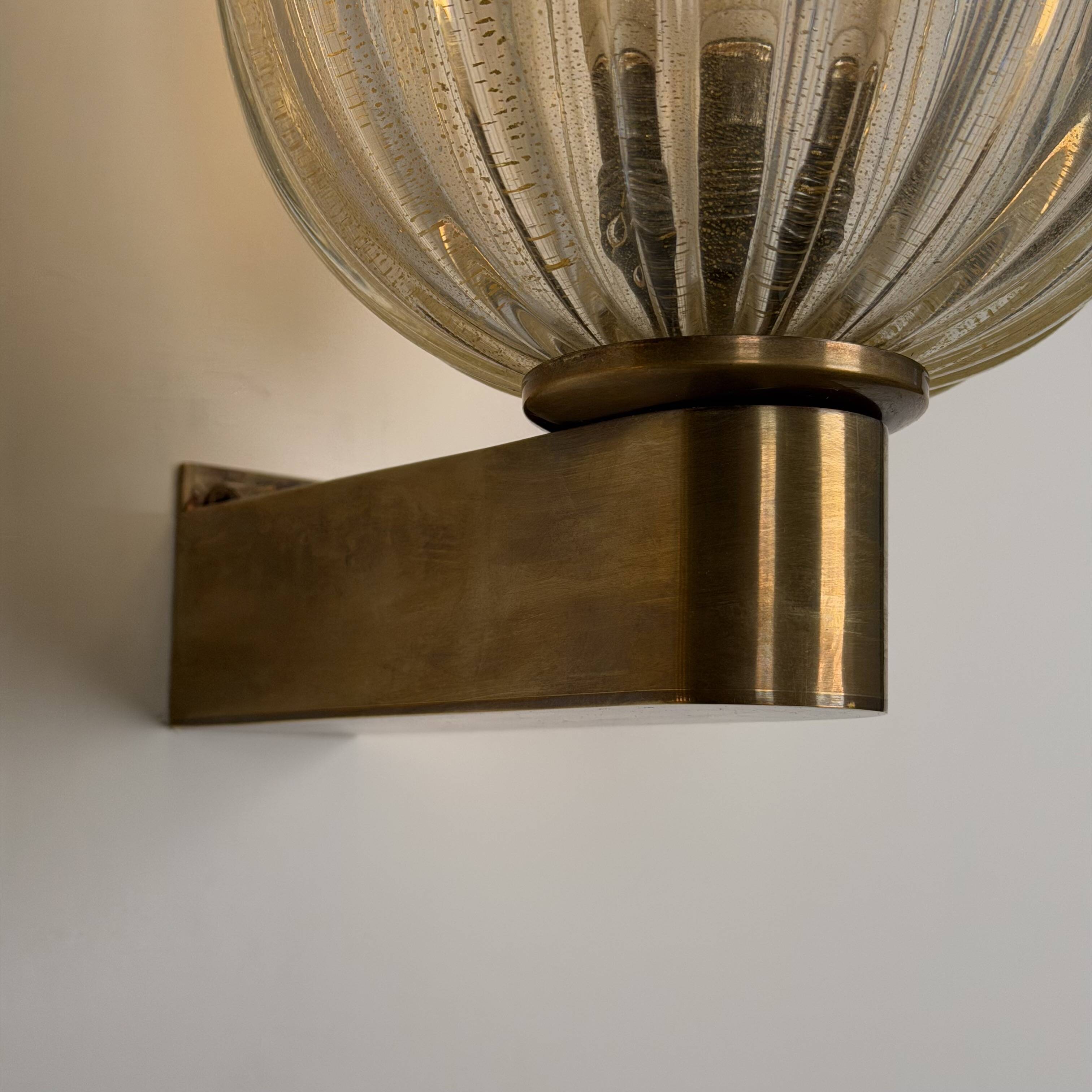 Pair of Murano glass wall sconces by E. Barovier, Italy 1940