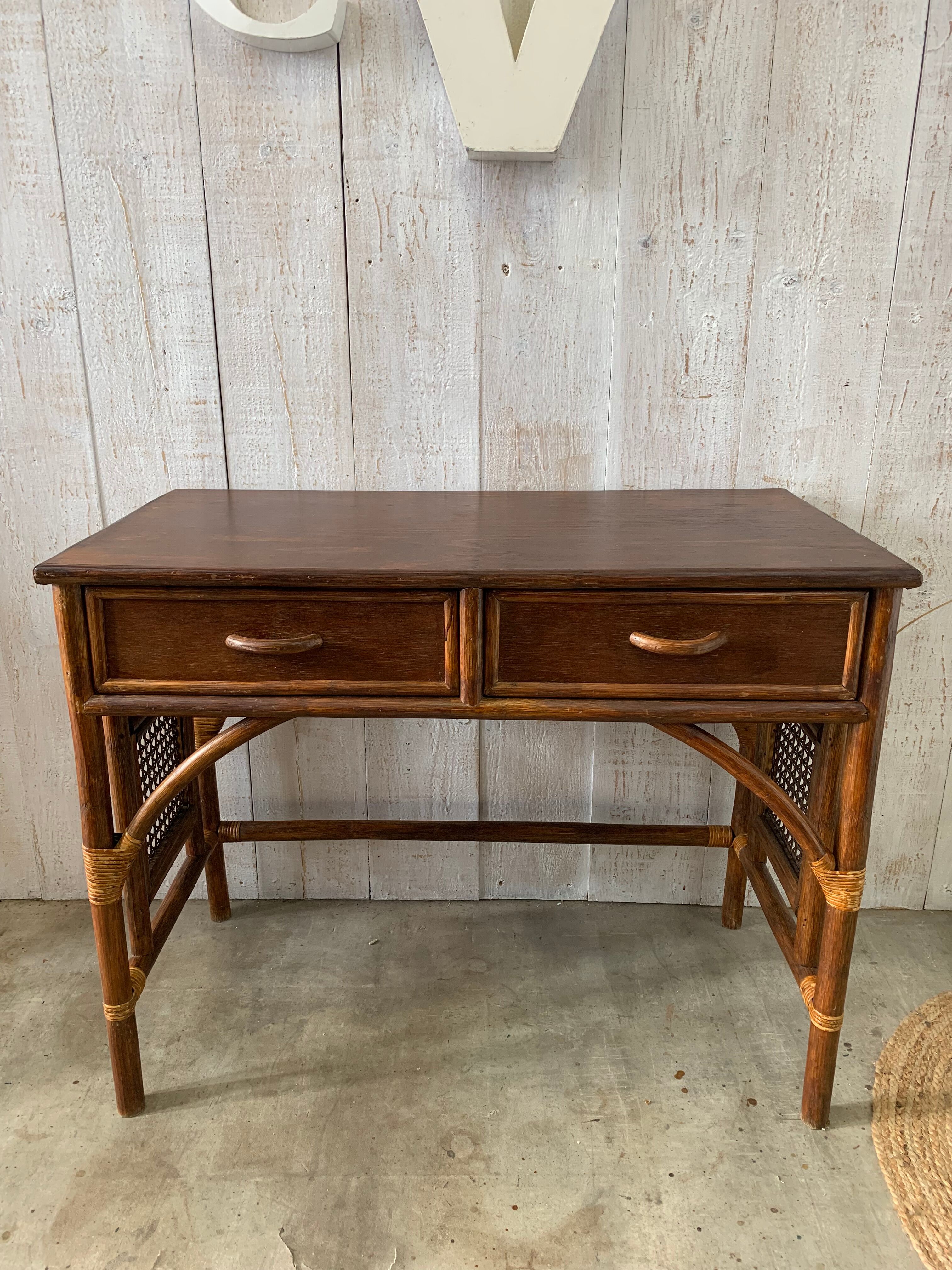 Rattan console/desk