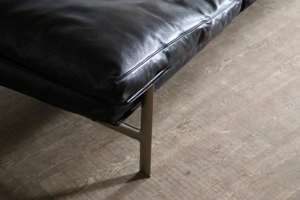 Canapé trois places Diesis en cuir noir, conçu par Antonio Citterio pour B&B Italia, années 1970