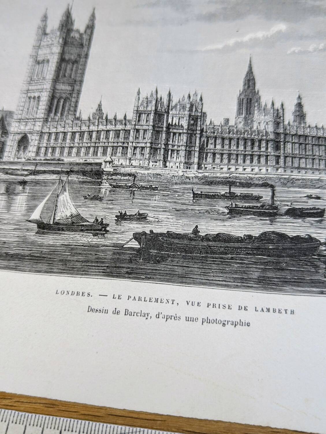 Londres, le parlement, illustration imprimée en 1879.