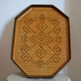 Wicker meal tray with vintage patterns