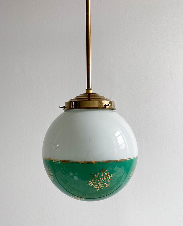 Opaline chandelier green and white