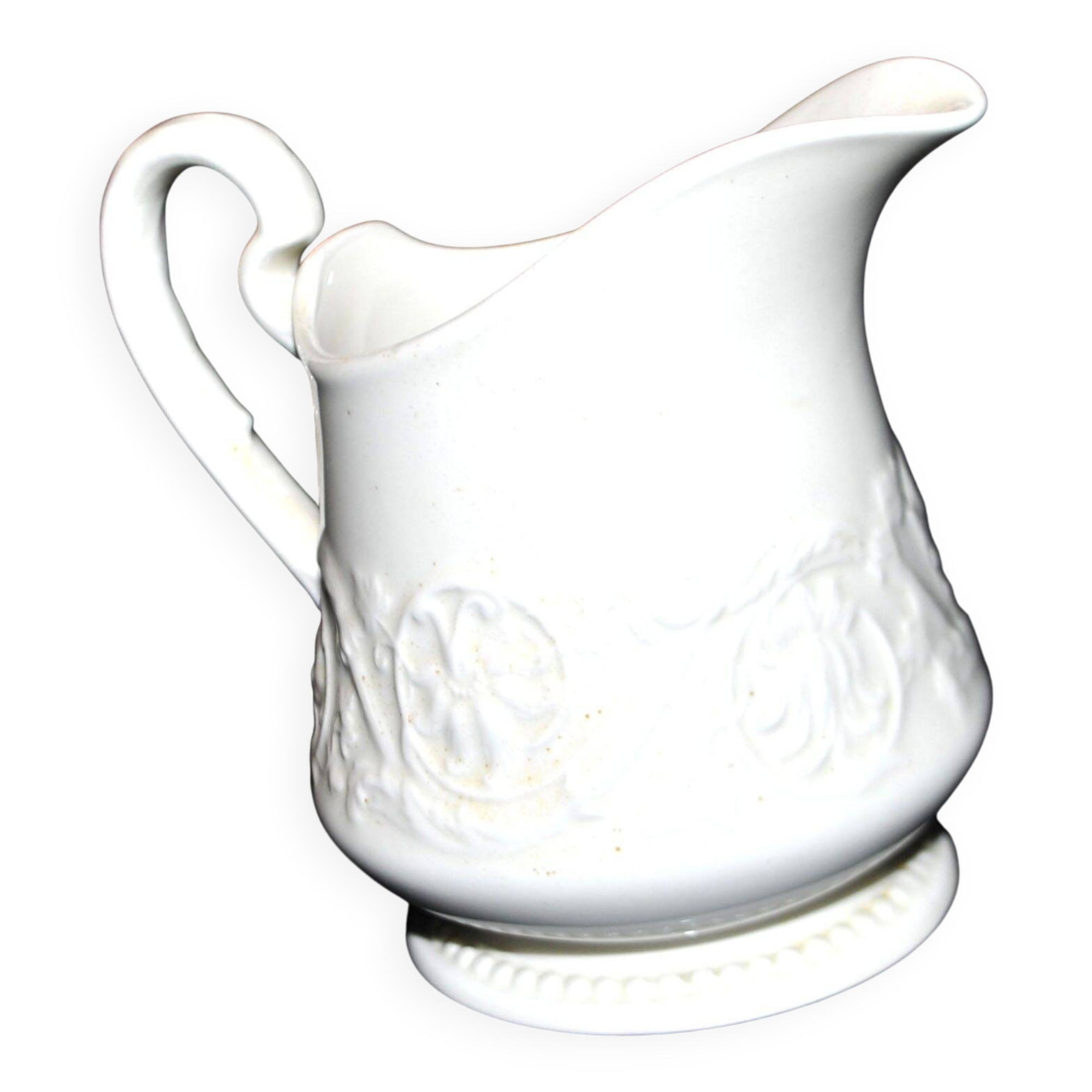 Wedgwood "Patrician" molded opaque earthenware pitcher, England Etruria Barlaston