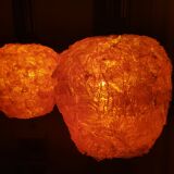 Orange Lucite Spaghetti 3 light cascading chandelier lamp