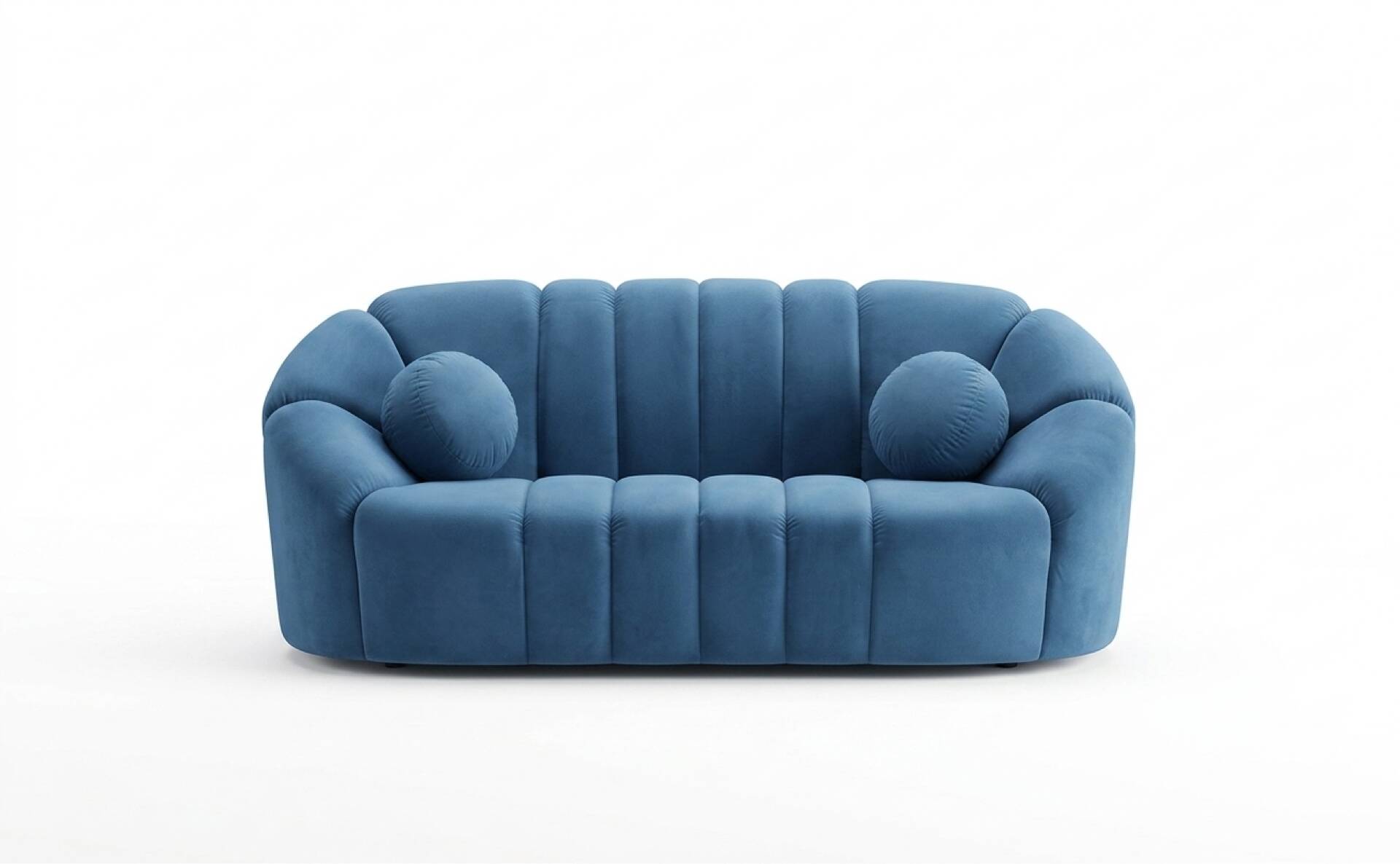 Two-seater sofa Sidonie in duck blue velvet Organic design