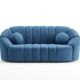 Two-seater sofa Sidonie in duck blue velvet Organic design