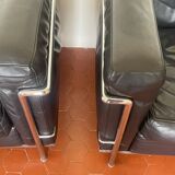 Pair of armchairs LC2 Perriand Jeanneret Le Cobusier Cassina edition