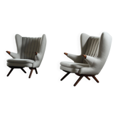 Paire de fauteuils lounge vintage Svend Skipper “Modèle 91”, Danemark, années 1960.