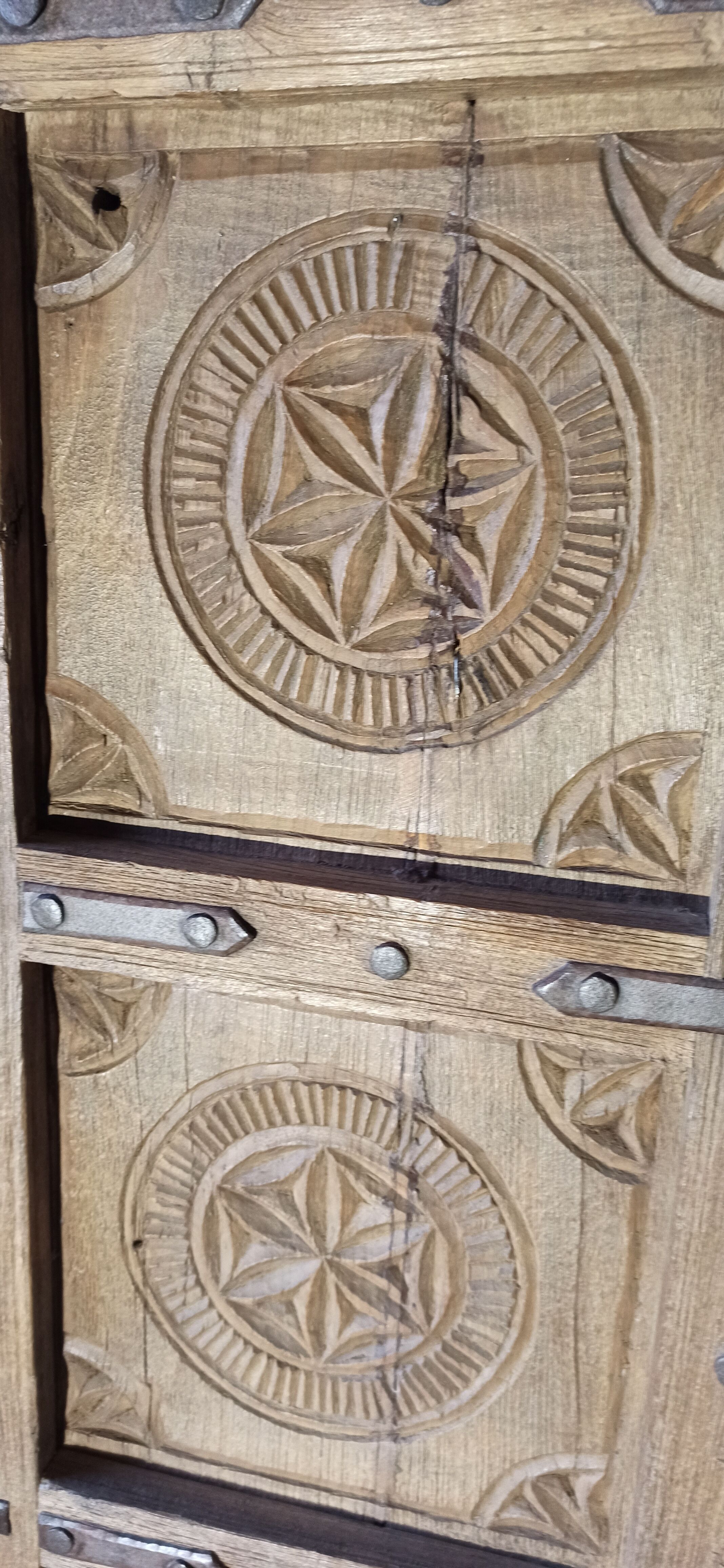 Old brown wooden door