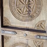 Old brown wooden door