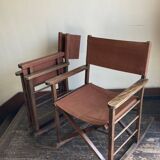 Pair of folding safari armchairs 1950
