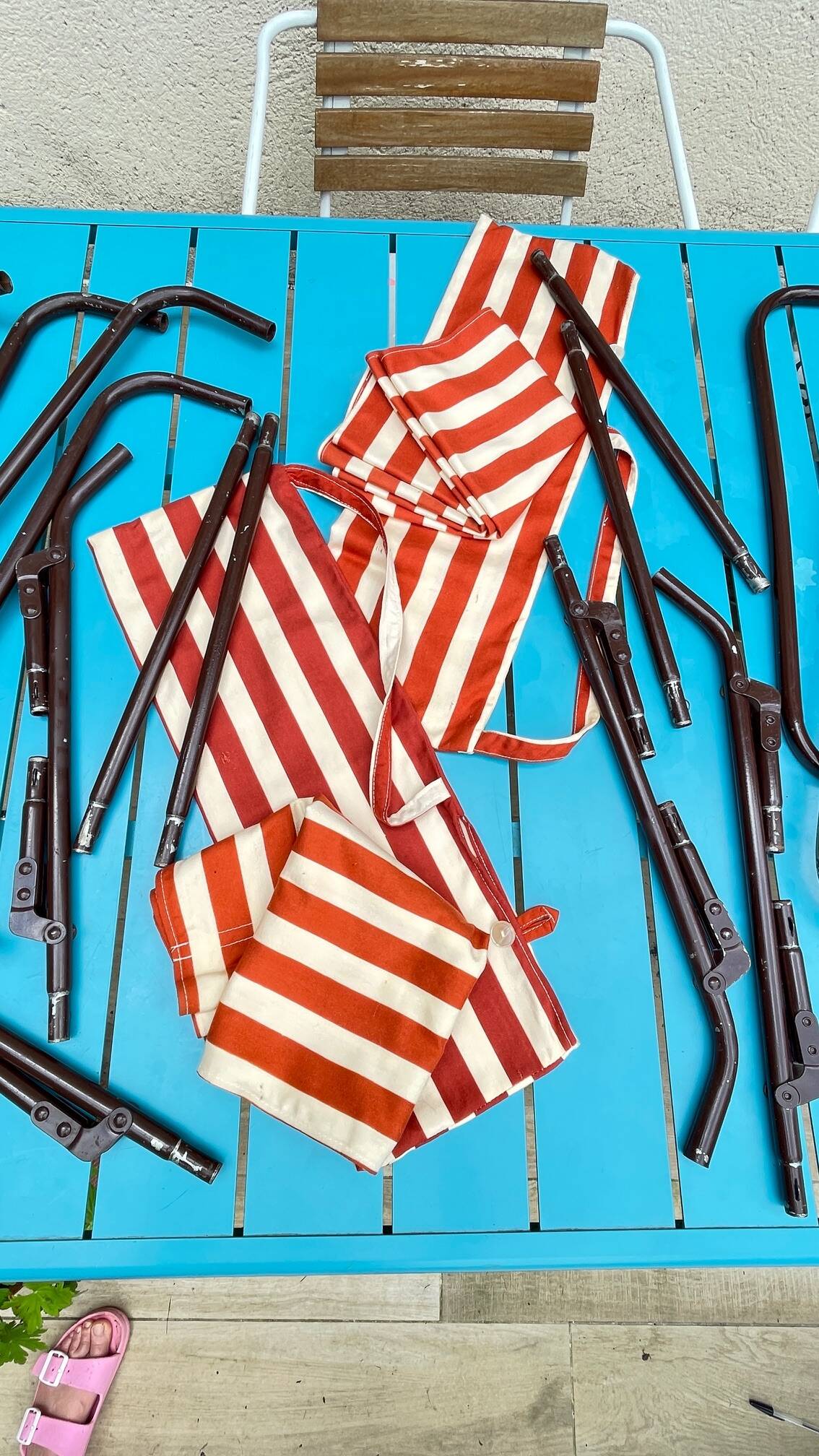 Vintage portable and removable deckchair