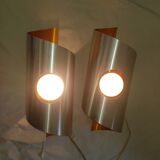 Pair of 70s brushed steel sconces