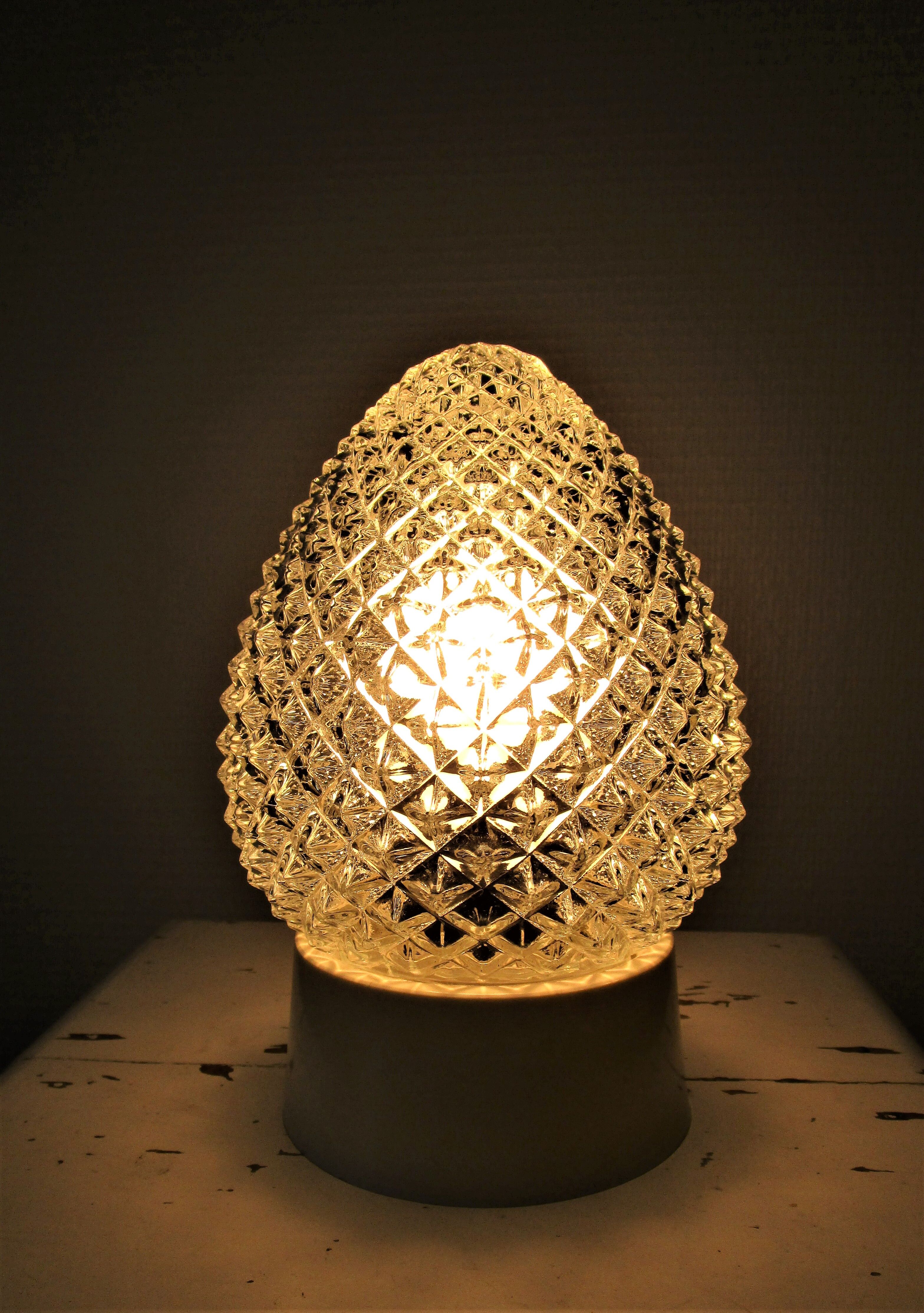 Vintage glass pine cone lamp 1970