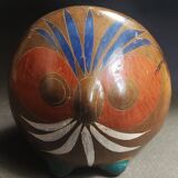 Vintage ceramic signed V. Silva owl Tonala Mexico 60s-70s