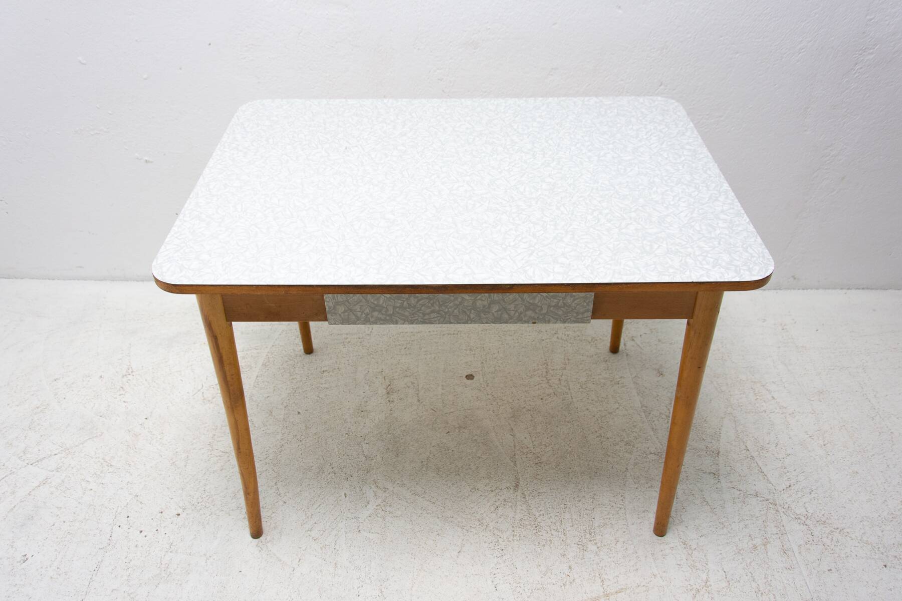 Midcentury formica and wood central table, Czechoslovakia, 1960s