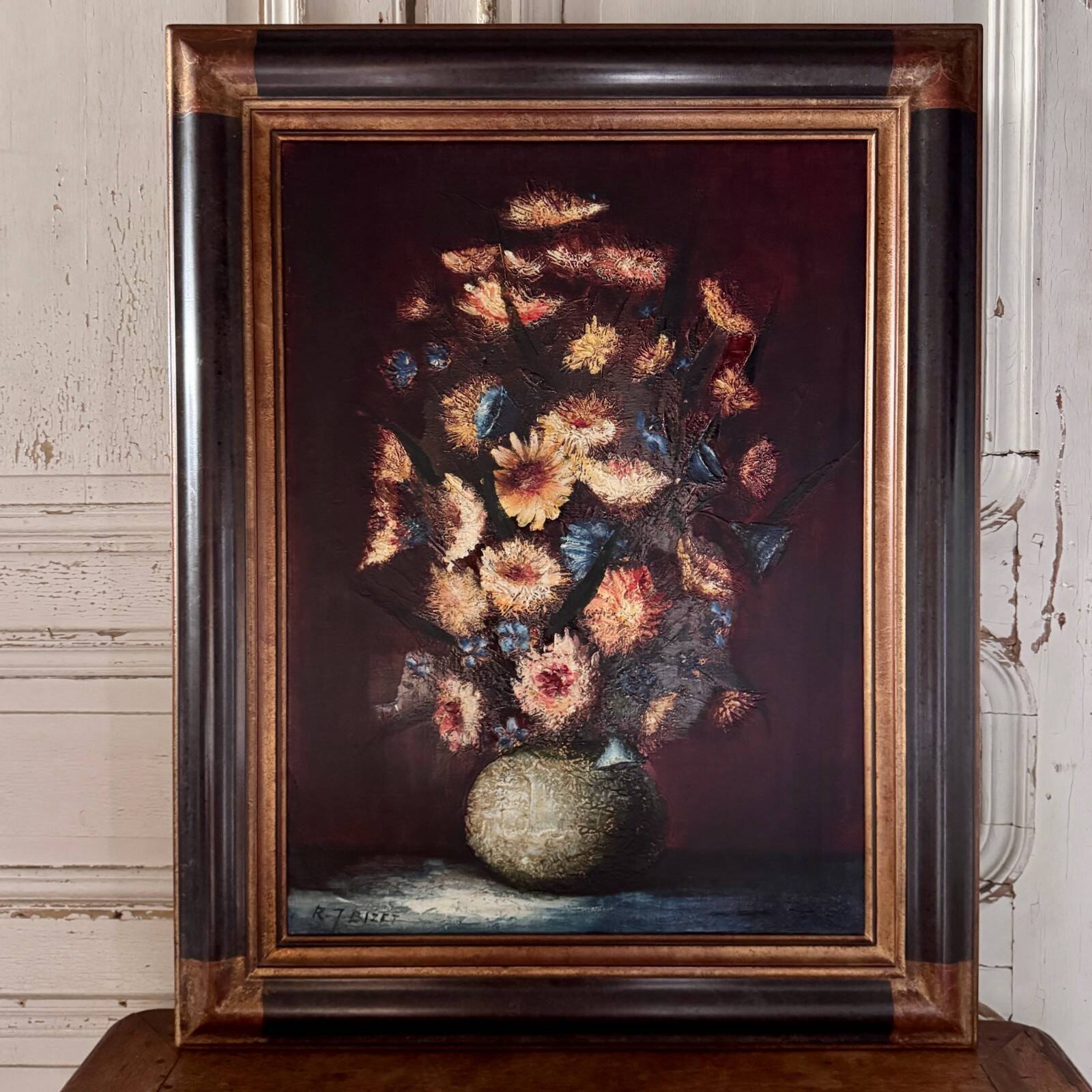 Still life with flowers by Raymond-Jean Bizet 20th century