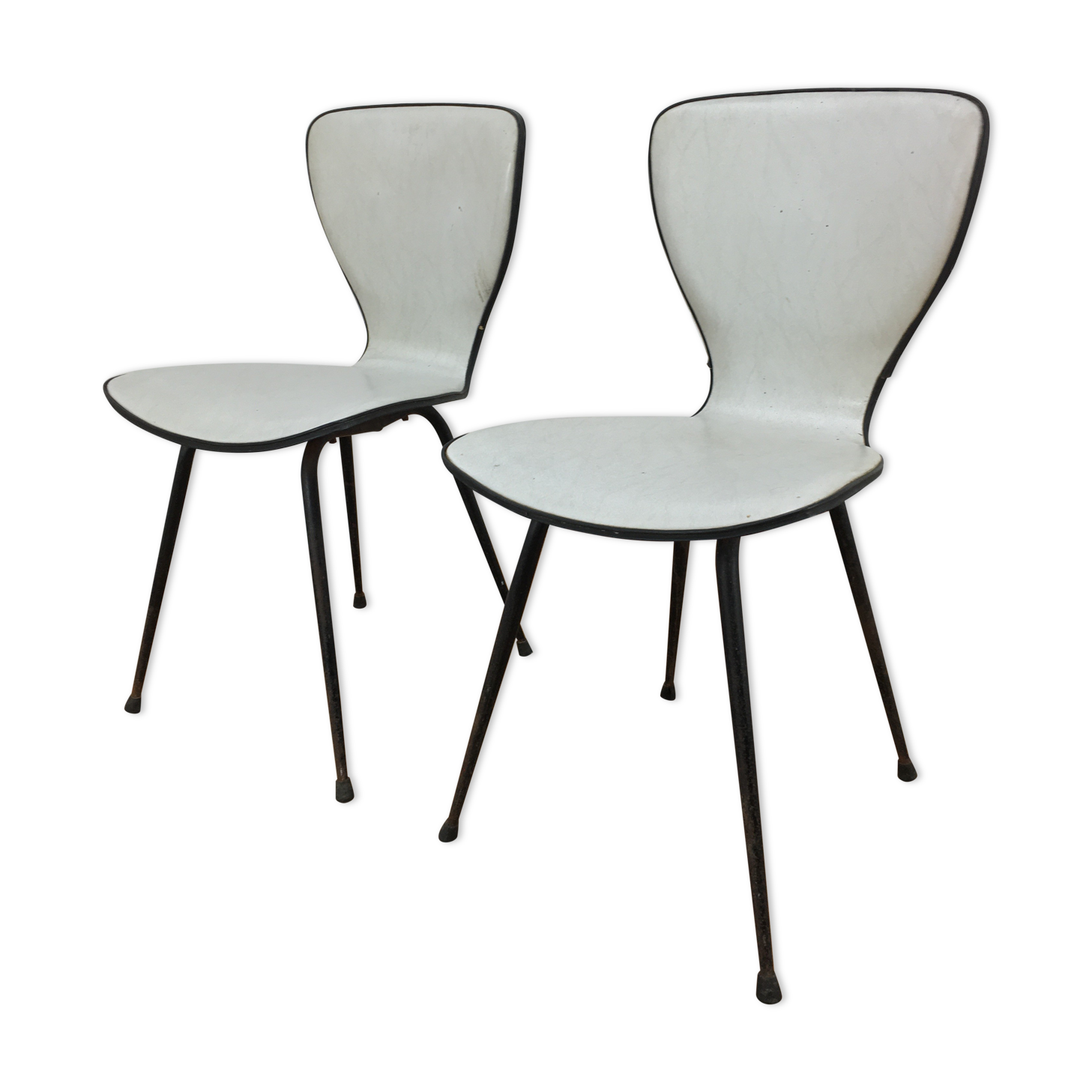 Pair of skai and metal chairs 1950