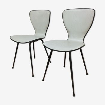 Paire de chaises années 50 skaï et métal