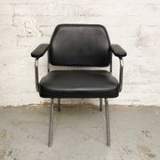 Space Age Black Leather Armchair, 1970s