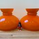 Duo d'abat jour en verre opalin orange vintage