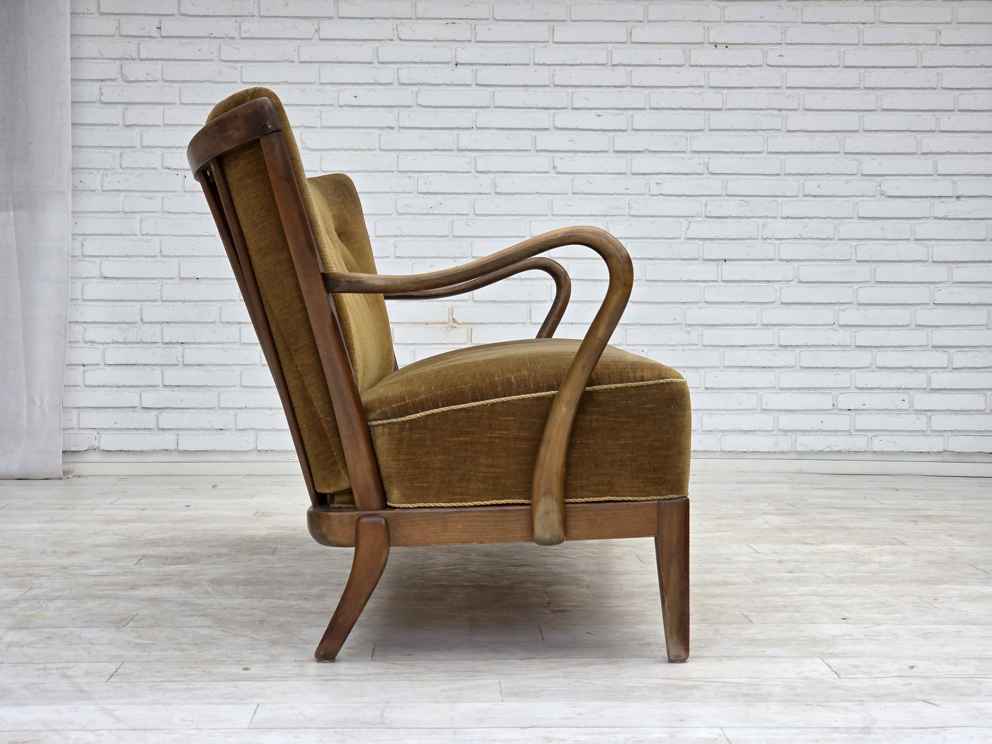 1960s, Danish design by Alfred Christensen, 2-seater sofa, furniture velour