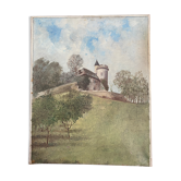 Huile sur toile "château" de 1958