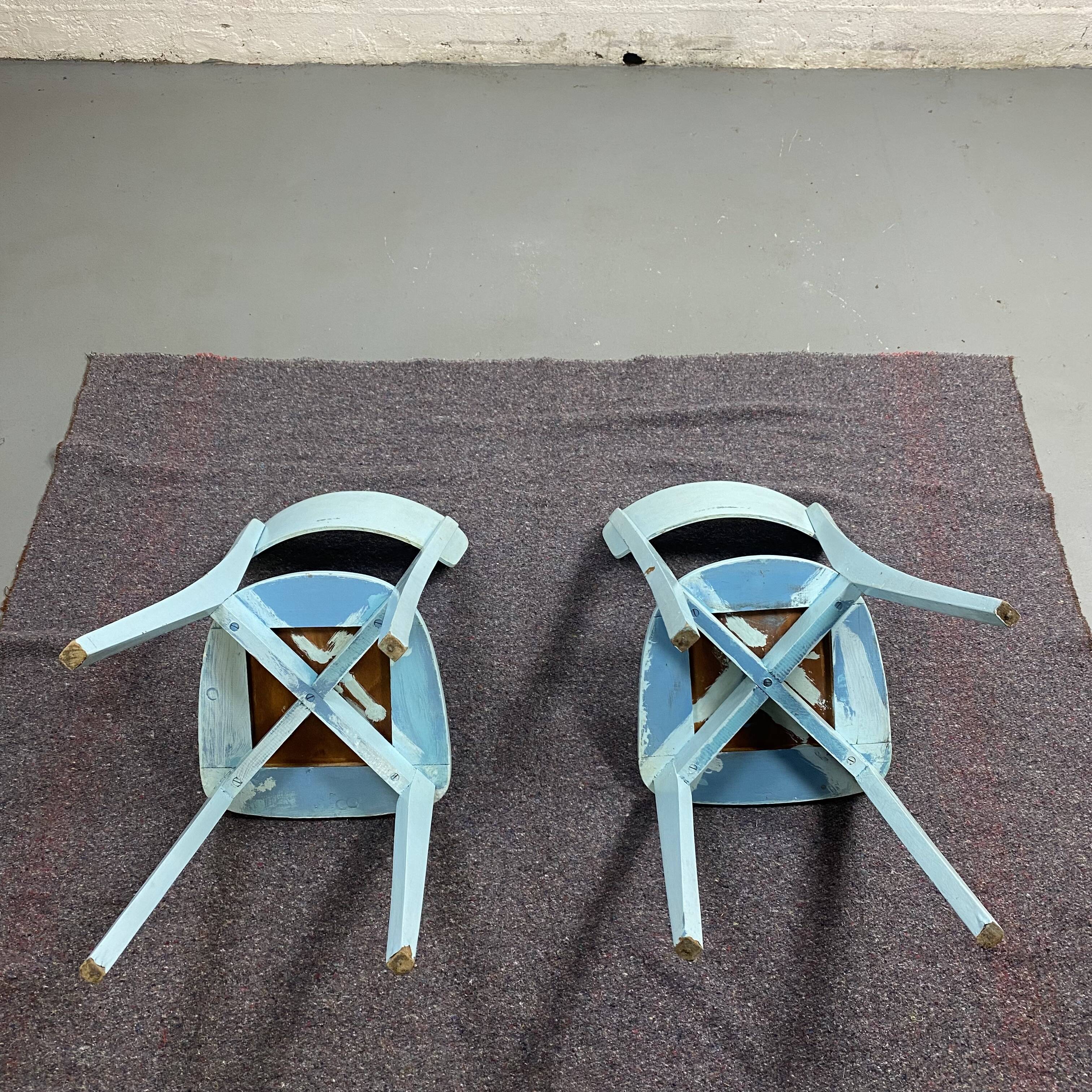 Paire de chaises bistro bleues