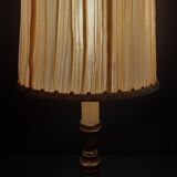 Vintage bedside table lamp brass lampshade pleated silk
