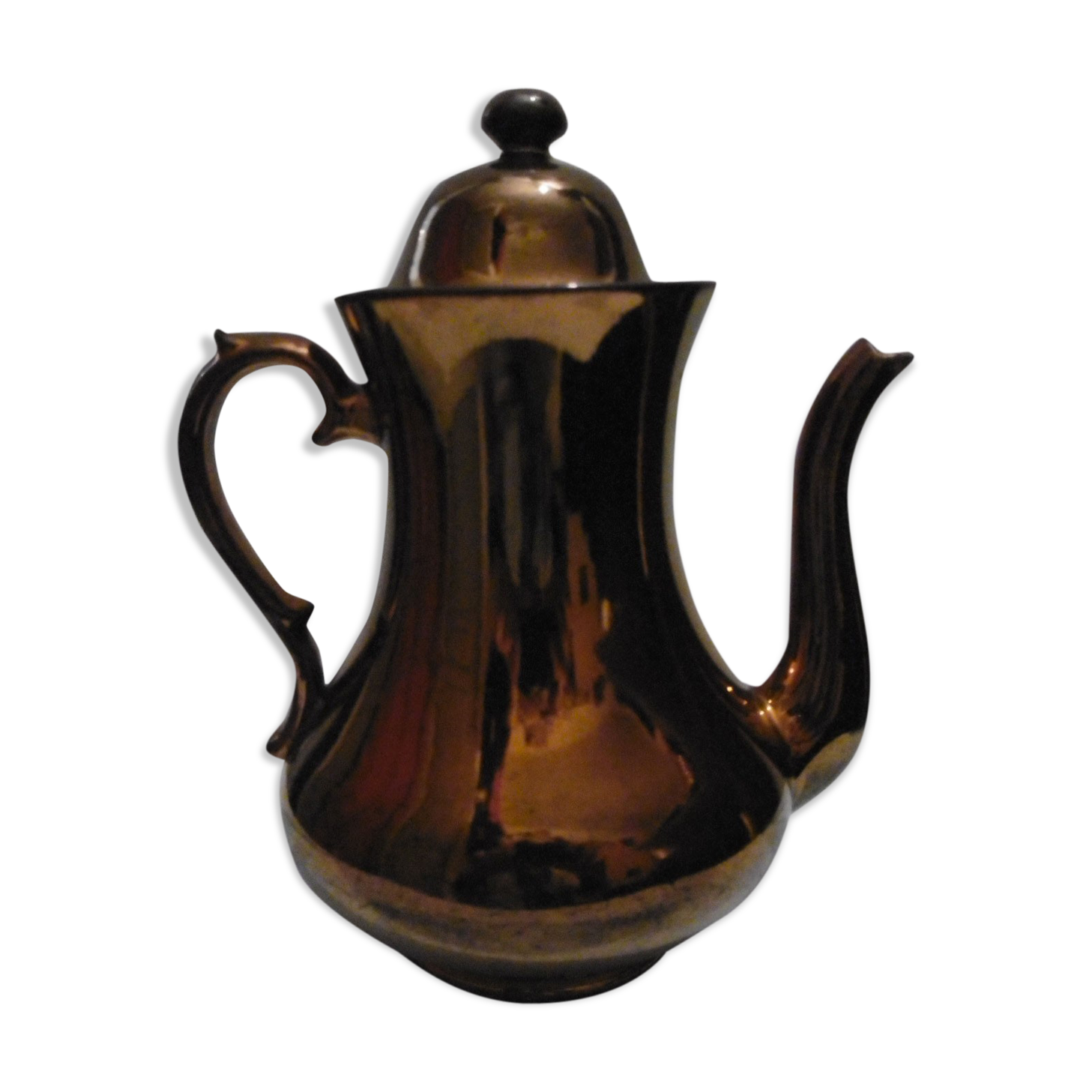 Jersey earthenware teapot - bronze color