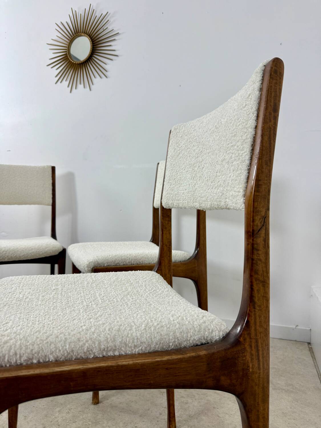 Set of 6 Italian design chairs Carlo de Carlo Cassina model 693 late 50s bouclette