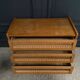 Light oak and rattan chest of drawers with compass feet, three drawers, 1960