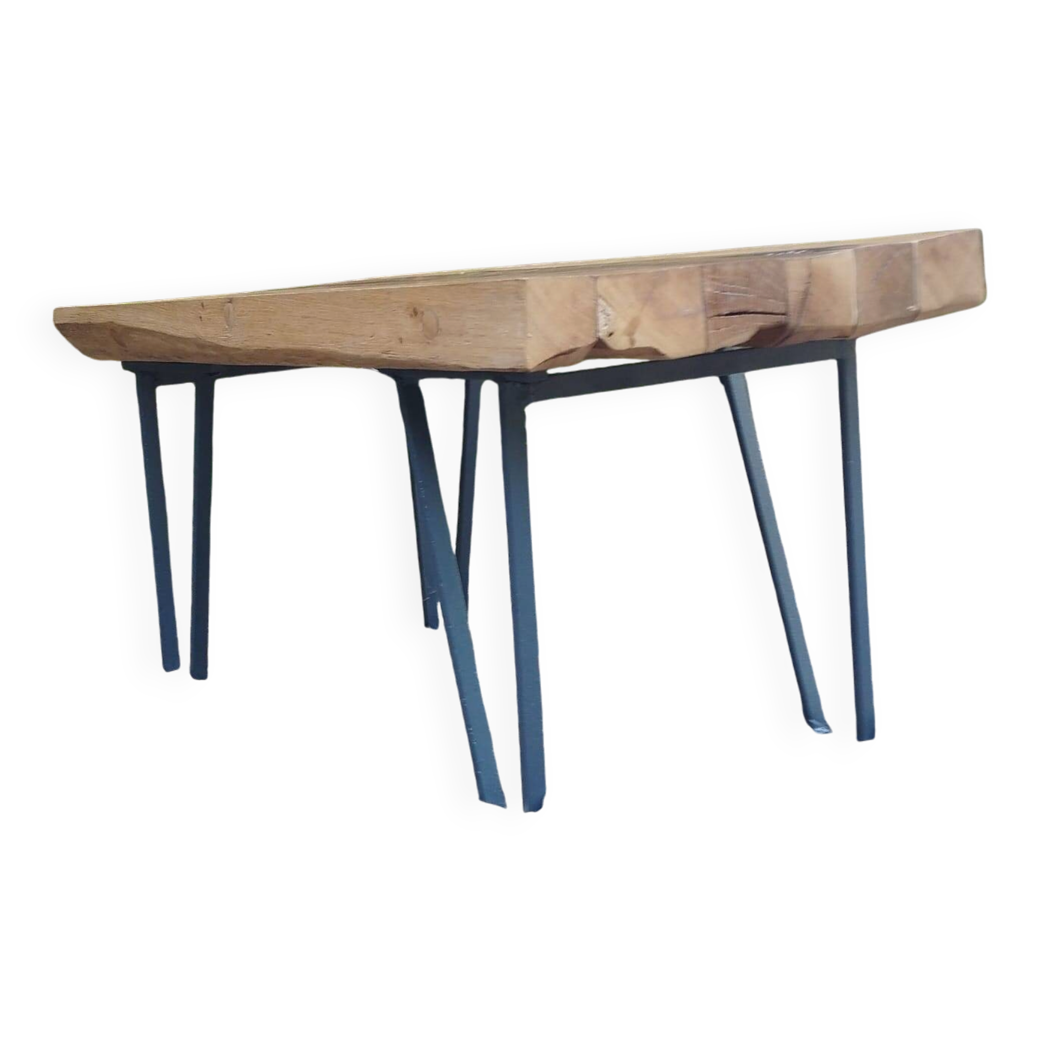 Solid wood and steel coffee table