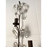 Contemporary rush and crystal flowers wall lamp