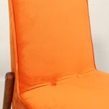 Papaya orange velvet mid century modern 1970s renovated armchair