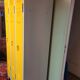 Yellow and beige metal cabinet