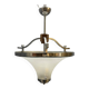Art Deco Chrome and Murano Glass Pendant Light, Italy, 1950s