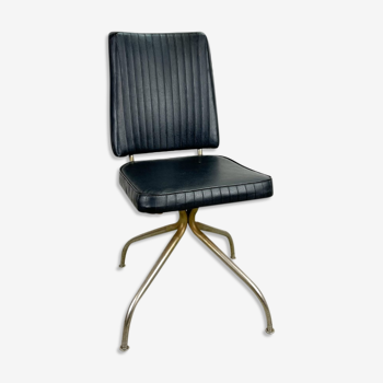 Chaise de bureau rétro | Chaise noire vintage pivotante