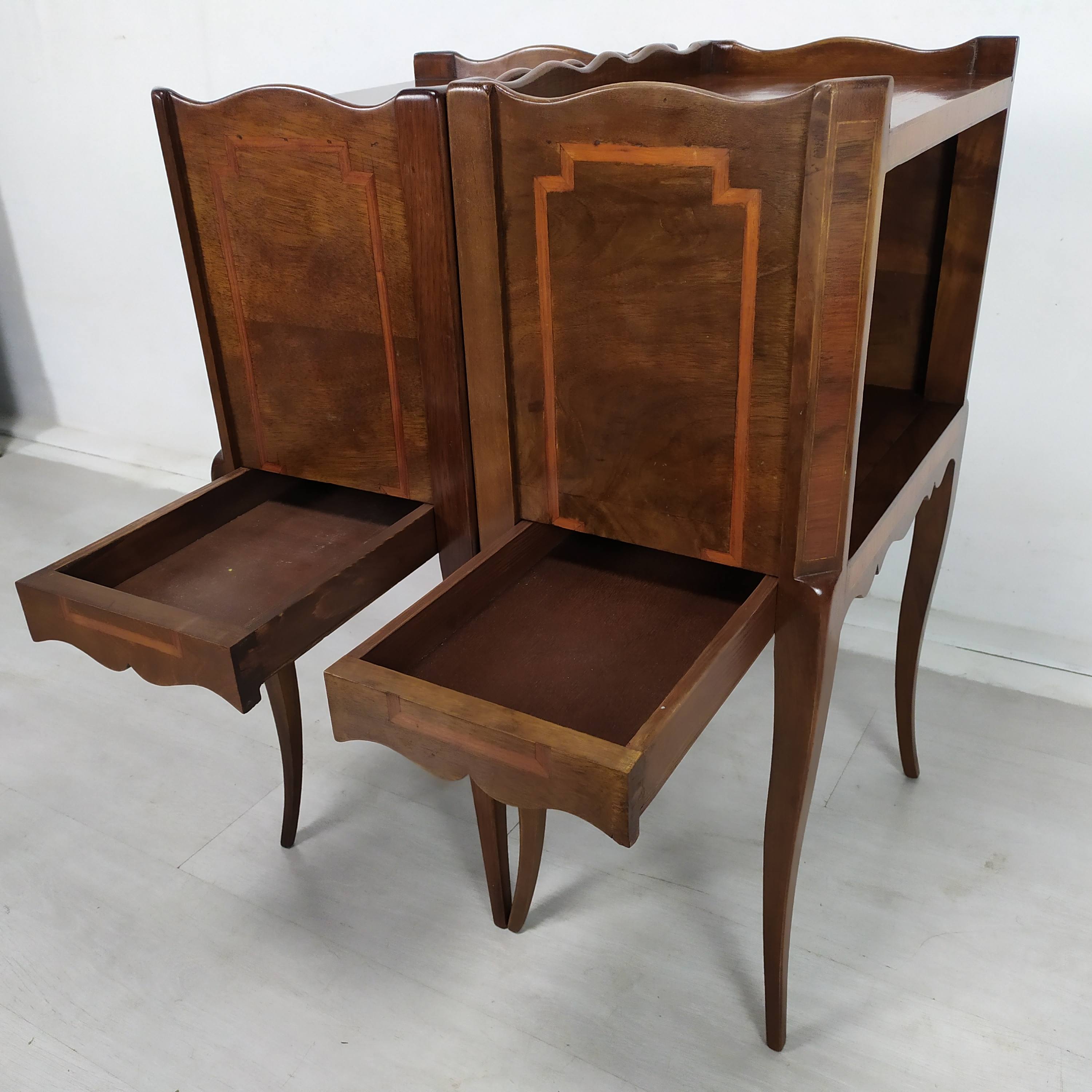 Marquetry bedside tables