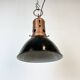 Lampe d'usine industrielle en émail noir avec plateau en fer, italie, 1950s